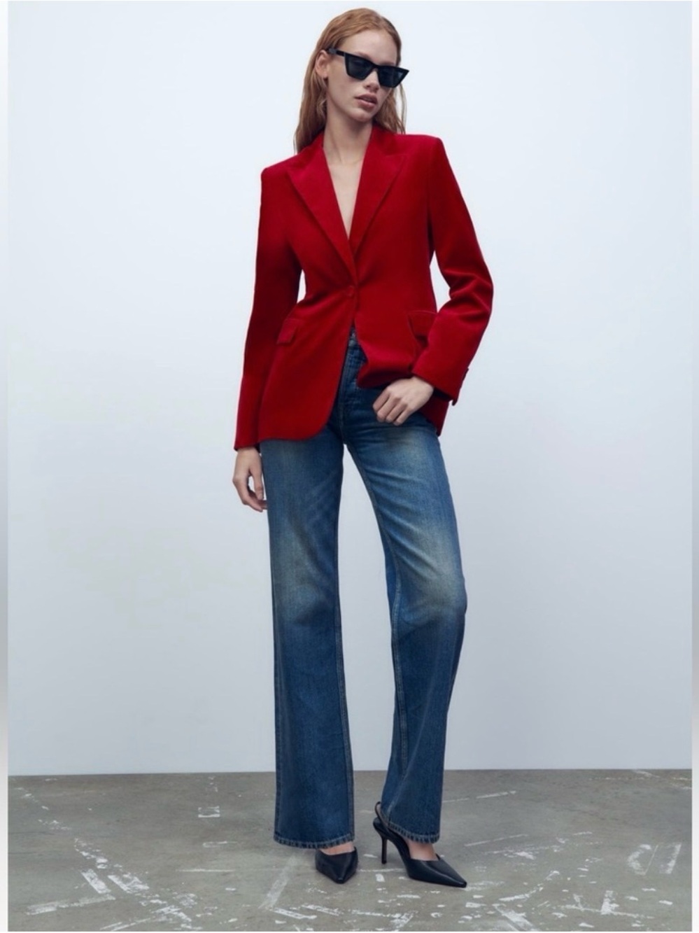 Zara Red Tailored Blazer